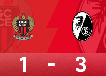 Relatório da Liga Europa: Grieve atira, gols de Sherhant, Freiburg 3-1 Nice
